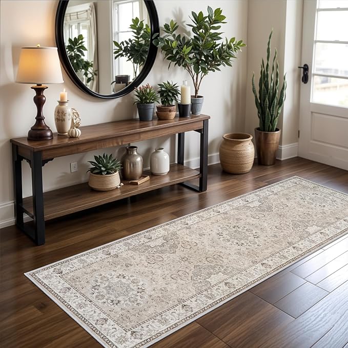 2x6 Hallway Washable Runner Rug : Vintage Soft Kitchen Laundry Runner