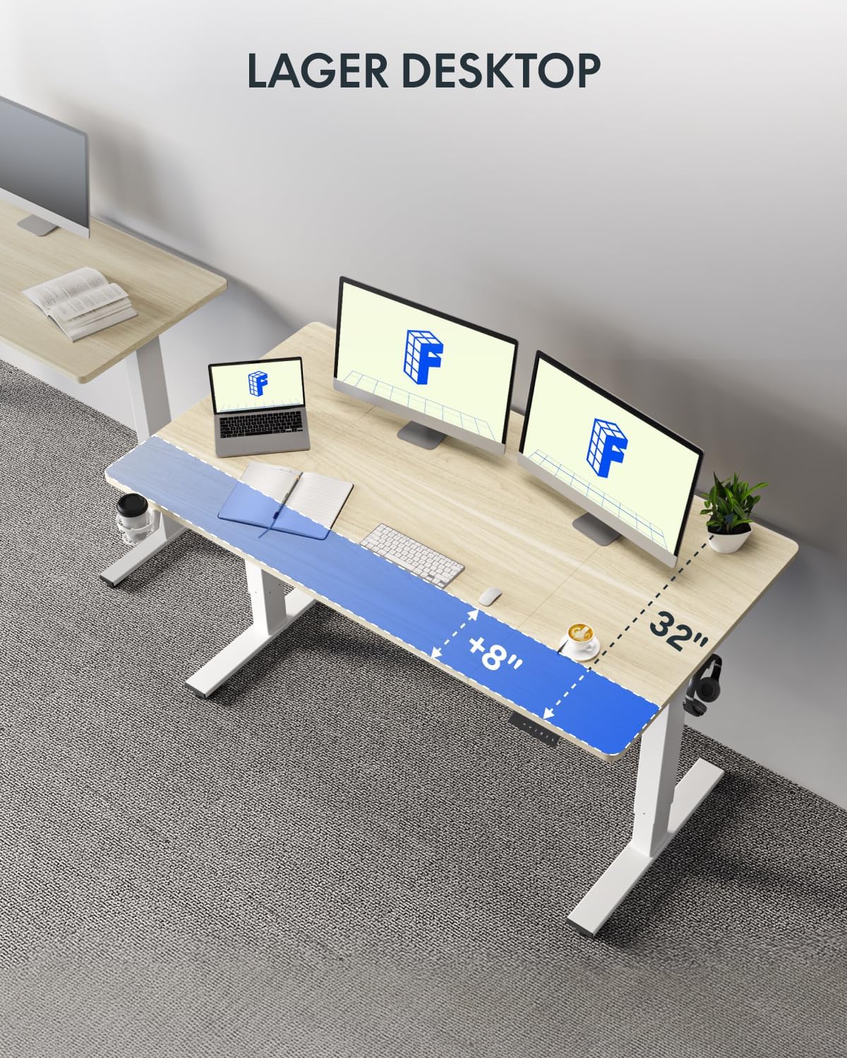 FLEXISPOT 79"x32" Height Adjustable Commercial Office Standing Desk