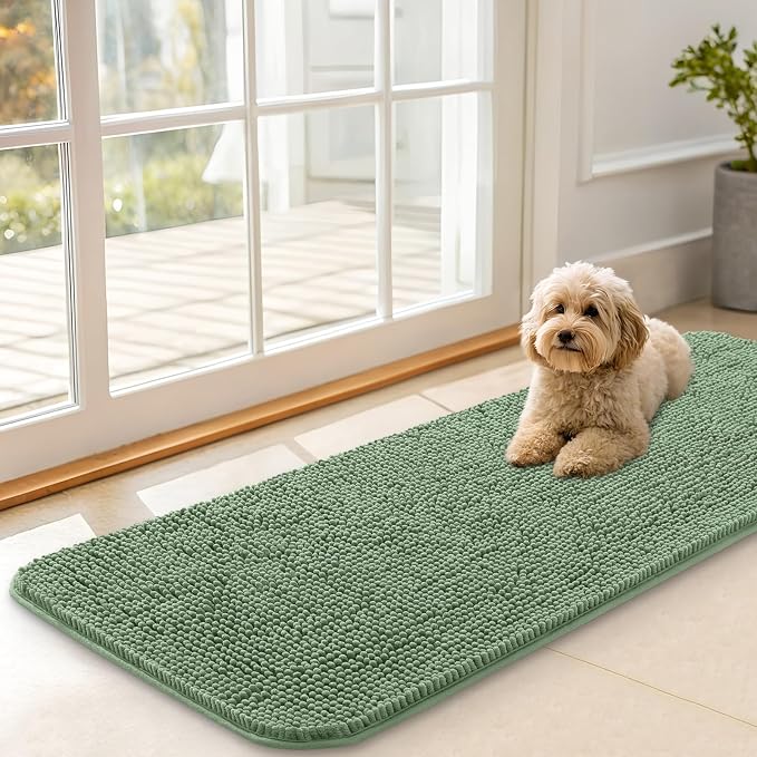 OLANLY Dog Door Mat for Muddy Paws 47x17, Absorbs Moisture and Dirt, Absorbent