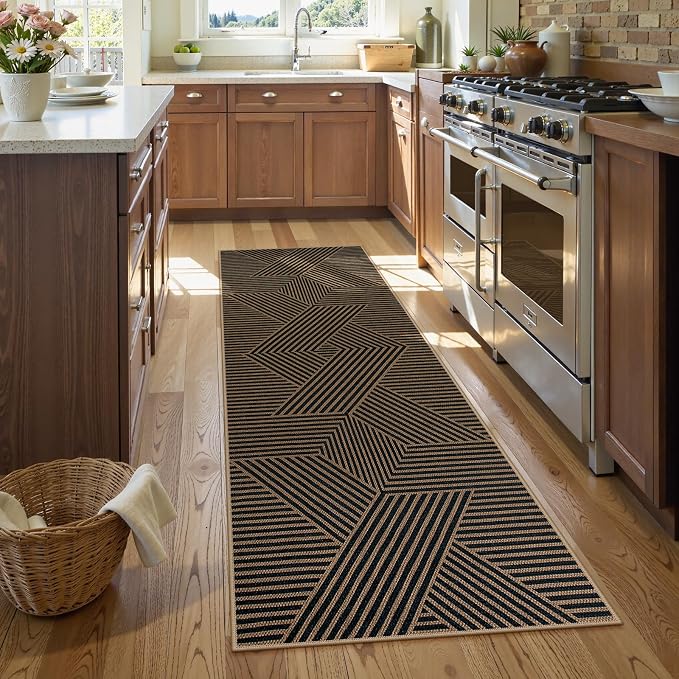 Lahome Enfys Modern Geometric Runner Rug, 2x6 Washable Rug Runners