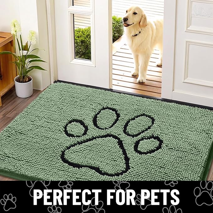 Smiry Dog Door Mat for Muddy Paws, Absorbent Dirt Trapper Non Slip Quick Dry