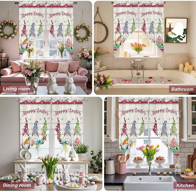 Swag Curtain, Happy Easter Gnomes