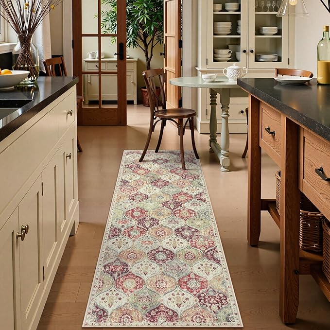 Lahome Moroccan Trellis Hallway Rug, 2x5 Washable Runner Rug Non Slip Kitchen