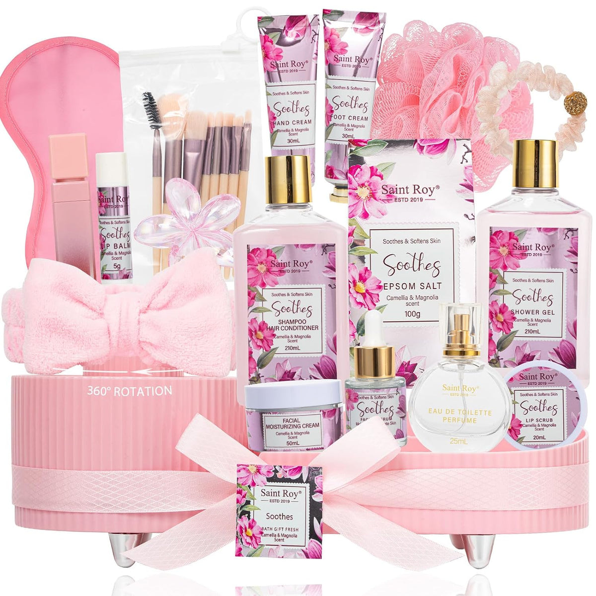 27 Pcs Spa Day Gifts Basket for Women, Camellia Magnolia Bath and Body Gift