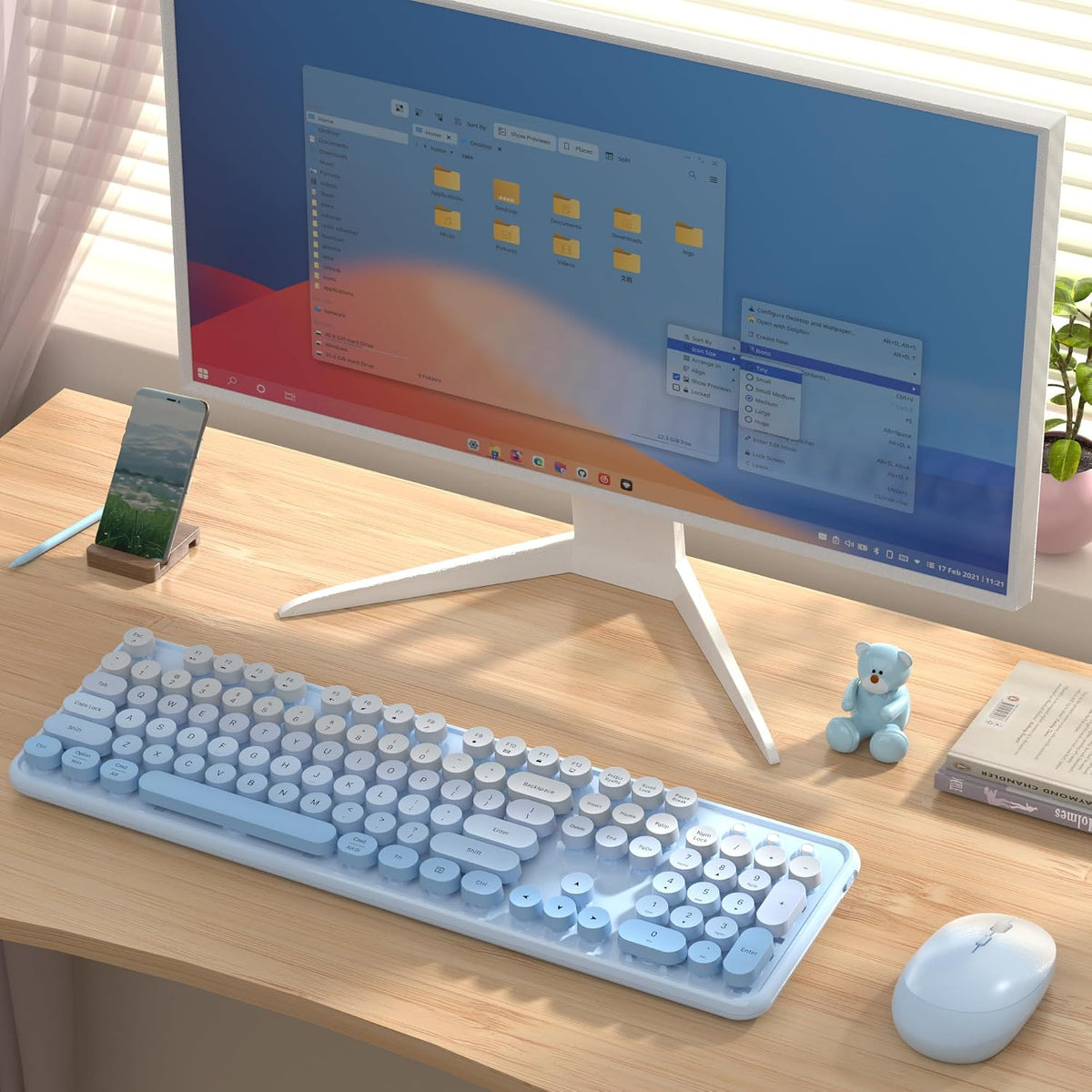 Colorful Wireless Keyboard and Mouse Combo (Blue Gradient)