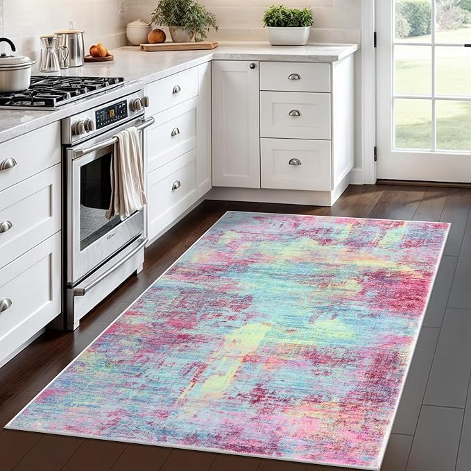 IOHOUZE Abstract Area Rug 4x6 Ft Washable Rugs