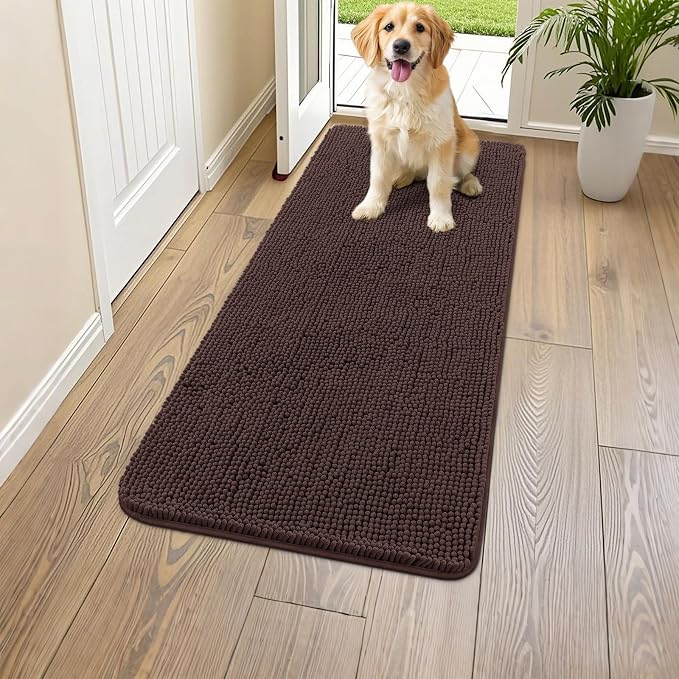 Smiry Dog Door Mat for Muddy Paws 45x27, Absorbent Dirt Trapper, Non-Slip
