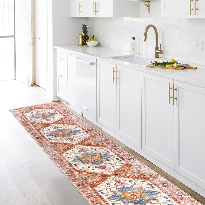 Yamaziot Washable Runner Rug, 2x10 Non-Slip Boho Vintage Hallway Rug Runner