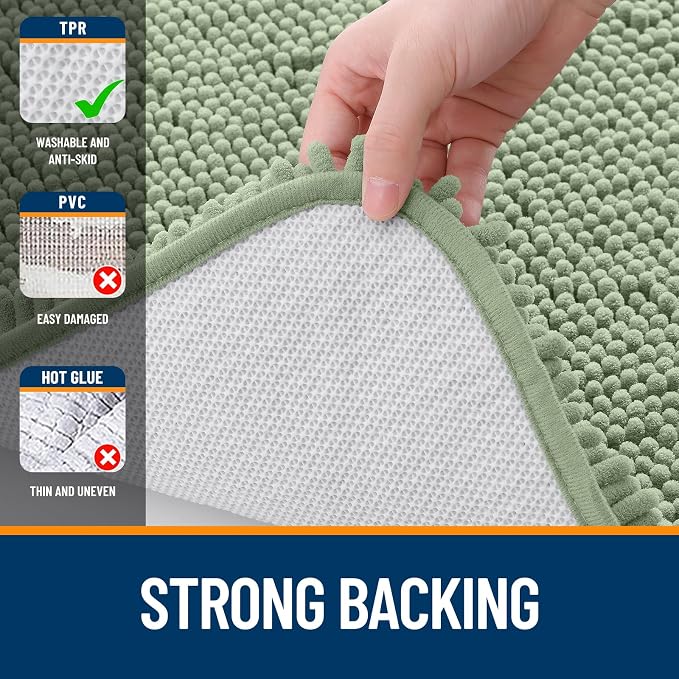 OLANLY Large Bathroom Rugs 59x35, Extra Soft Absorbent Chenille Bath Rugs