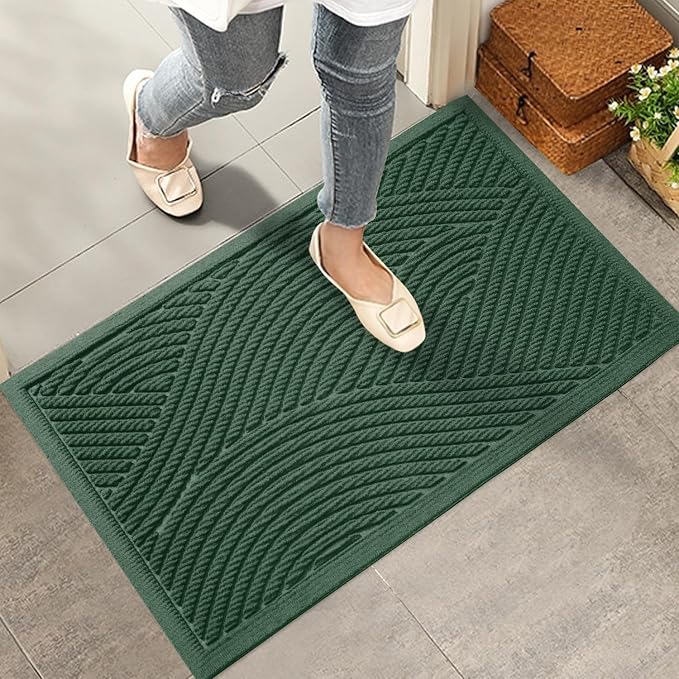 HIYARD Sturdy Front Door Mat, Absorbent Muddy Dirt Resist Welcome Door Mats