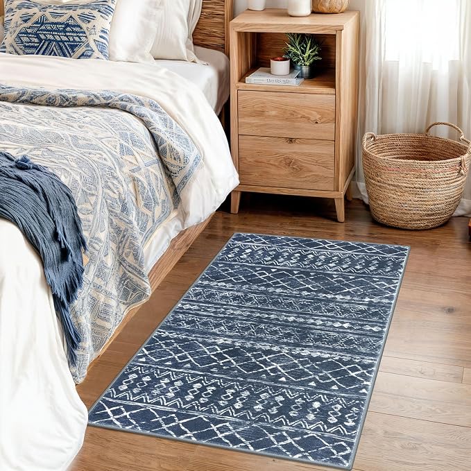 KUTA Moroccan Rugs for Entryway, 2x3 Navy Blue Entrance Small Area Rug