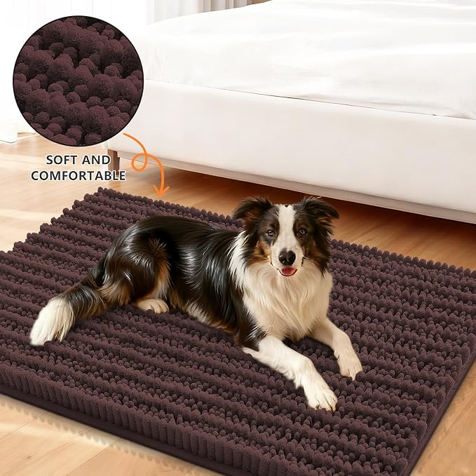 Smiry Dog Door Mat for Muddy Paws 47x24, Absorbent Dirt Trapper, Non-Slip
