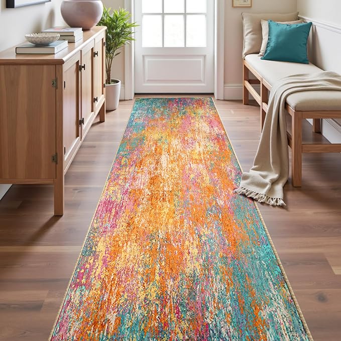 RELEANY Washable Area Rugs 2'x10' Non-Slip Modern Abstract Soft