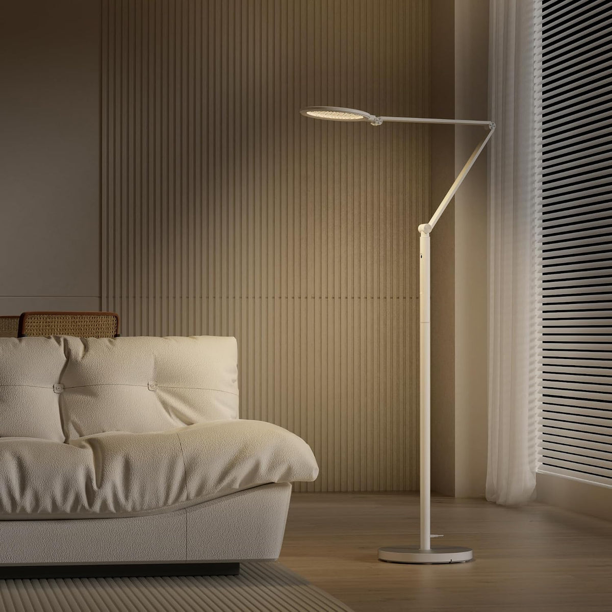 Honeywell F01 LED Floor Lamp, Dimmable Standing Light with Remote, White