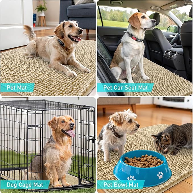 OLANLY Dog Door Mat for Muddy Paws 30x20, Absorbs Moisture and Dirt, Absorbent