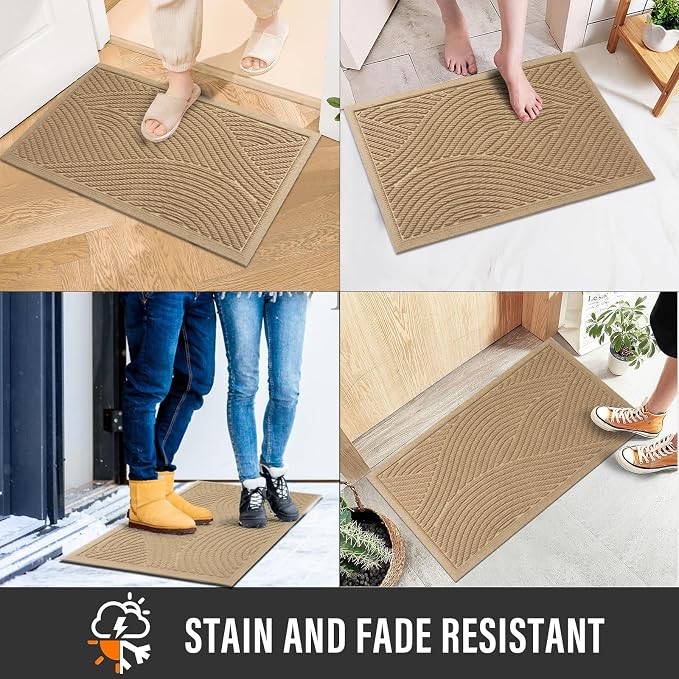 HIYARD Sturdy Front Door Mat, Absorbent Muddy Dirt Resist Welcome Door Mats