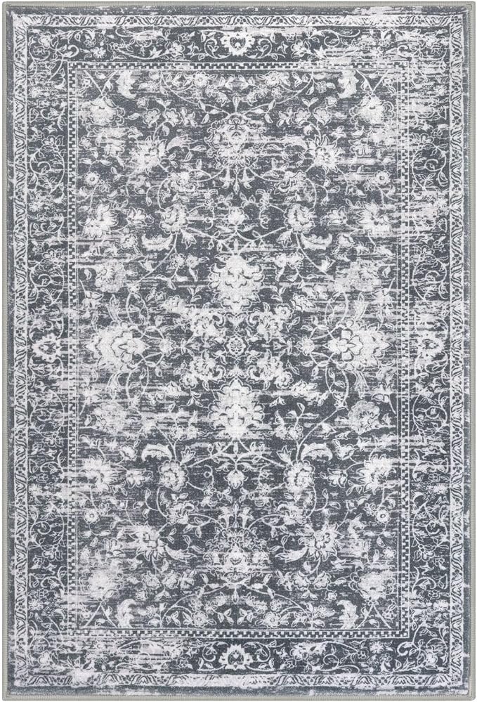 KILOCOCO Area Rug 8x10 Living Room Rug Washable Printed Vintage Floral Non Slip