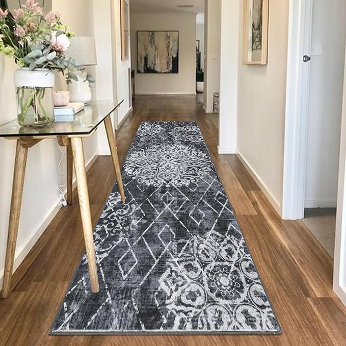 HEBE Hallway Runner Rug 2'8''x8' Washable Vintage Distressed Area Rugs Non Slip