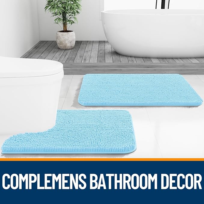 OLANLY Large Bathroom Rugs 70x46, Extra Soft Absorbent Chenille Bath Rugs