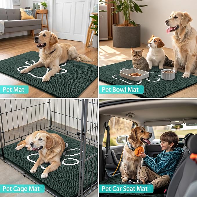 Smiry Dog Door Mat for Muddy Paws, Absorbent Dirt Trapper Non Slip Quick Dry