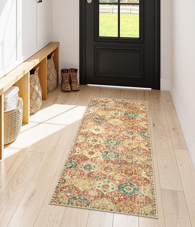 Lahome Moroccan Trellis Hallway Rug, 2x5 Washable Runner Rug Non Slip Kitchen