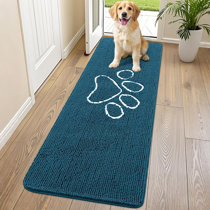 Smiry Dog Door Mat for Muddy Paws, Absorbent Dirt Trapper Non Slip Quick Dry