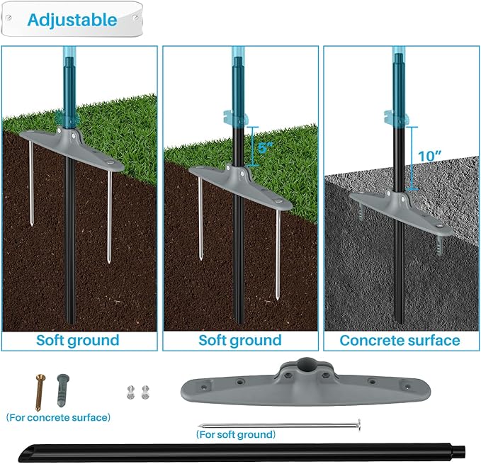 Patio 6' x 38' Outdoor Privacy Screen Freestanding Temporary Fence Panels Net Cover with Metal Poles for Outside Backyard Pool Garden Air Conditioner Fencing, Black