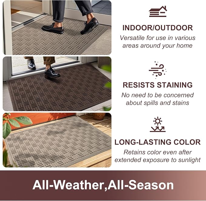 Mibao Front Door Mat Indoor Outdoor Entrance, Dirt Trapping Waterproof