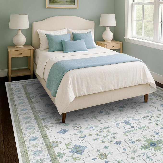 Hazo Haus Blue and Green Living Room Rug 8x10