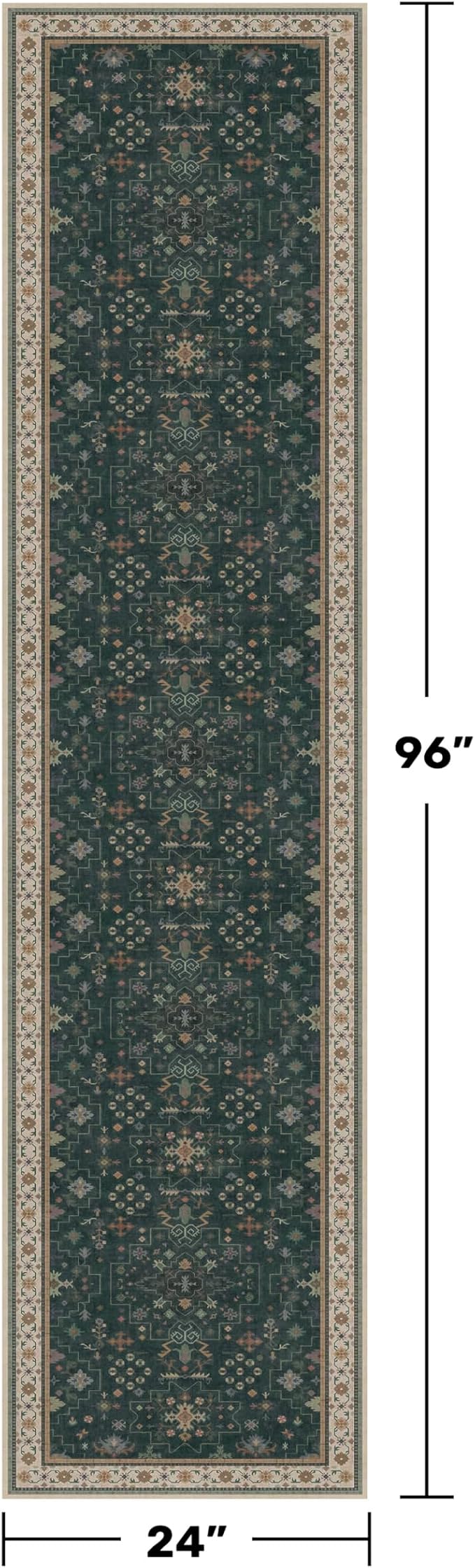 Hazo Haus Dark Green 2x8 Non Slip Kitchen Runner Rugs