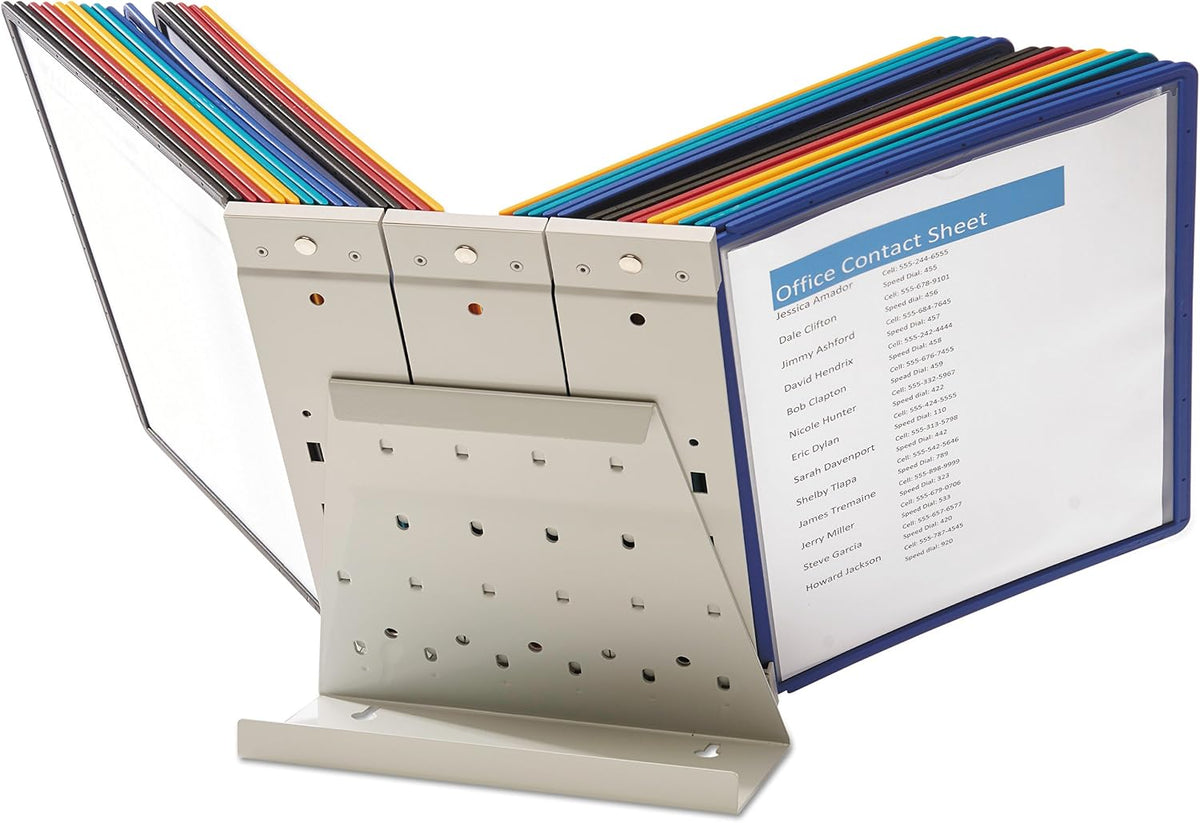 Durable VARIO 20 Pocket Desktop Reference System - Letter Size 10 Double-Sided Panels - Assorted Color Borders (Pack of 6)