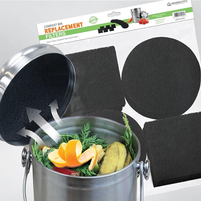 12 Pieces Counter Top Activated Carbon Compost Bin Filters