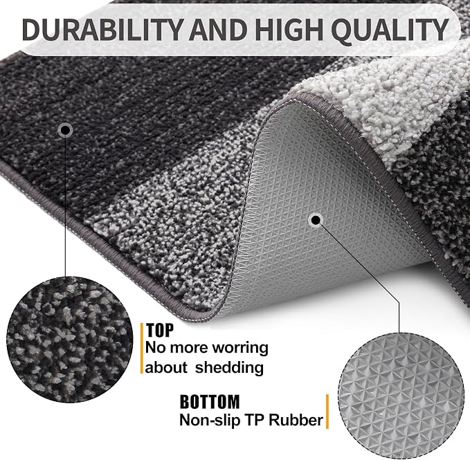 Kitinjoy Indoor Outdoor Door Mat, 59x36 Non-Slip Absorbent Dirt Trapper