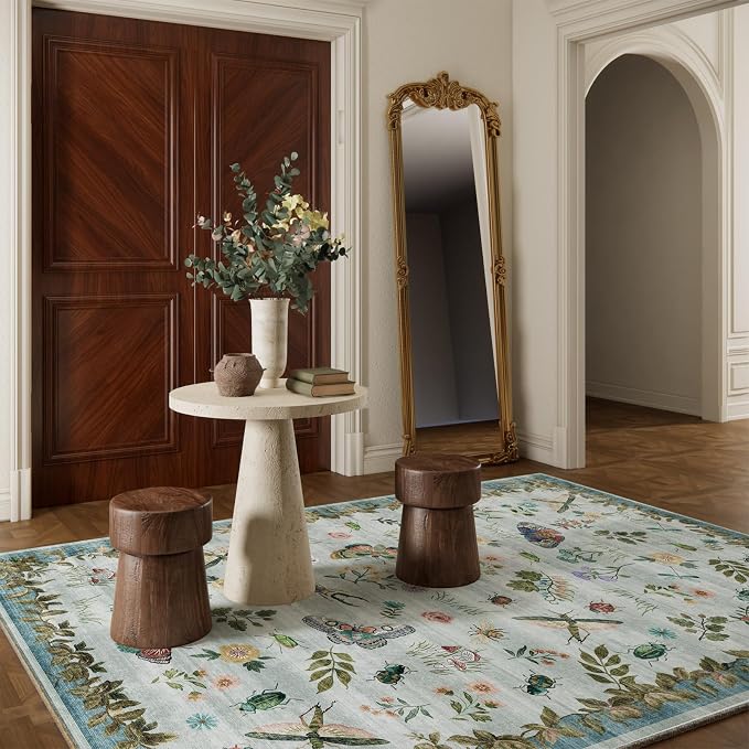 Machine Washable Rugs for Living Room: 6x9 Area Rugs Stain Resistant Non Slip