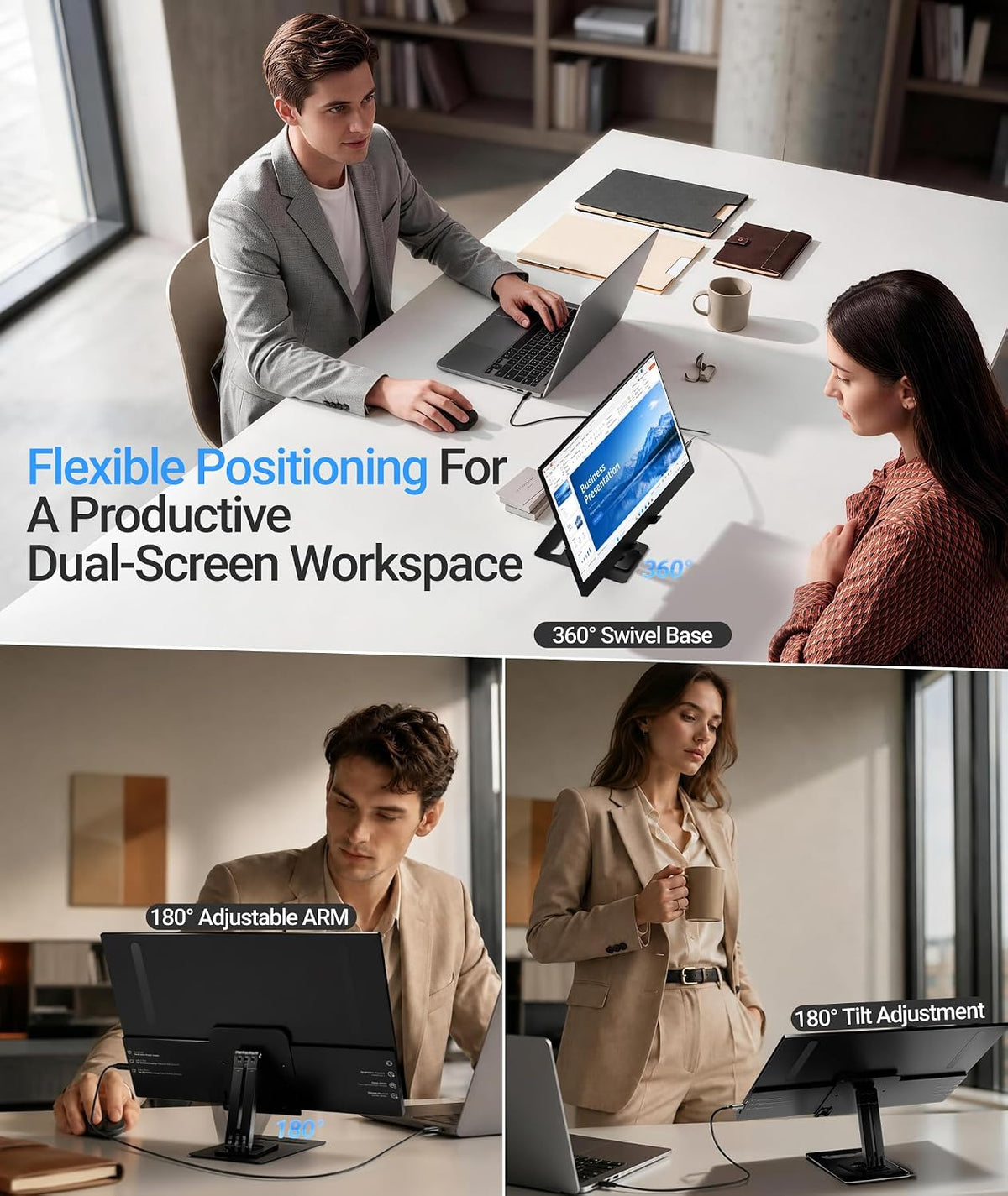 Ingnok Portable Monitor,15.6" FHD 1080P 60Hz Laptop Screen Extender
