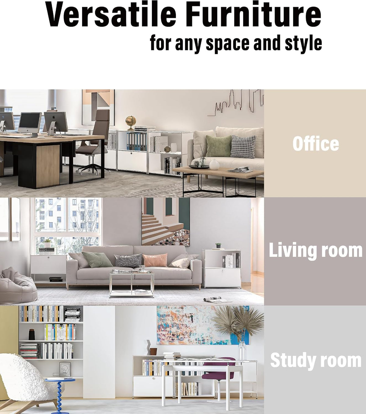 32.5-Inch Flip-Top Storage Cabinet with Detachable Wheels, Metal Side Table and Small Sideboard Cabinet for Living Room, Bedroom, Office, Matt White