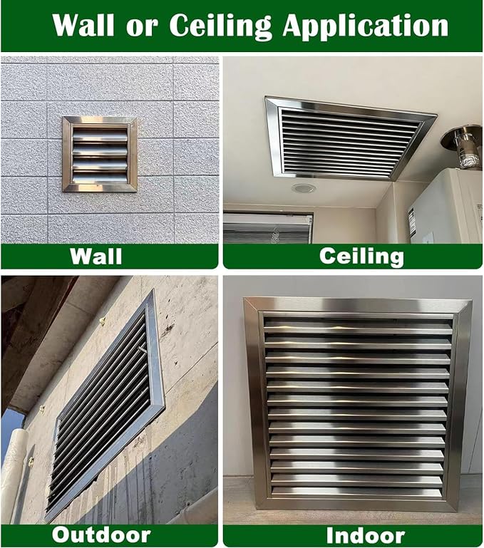 Heat Dissipation Louvered Vent Wall Gable Vents 304 Stainless Steel,