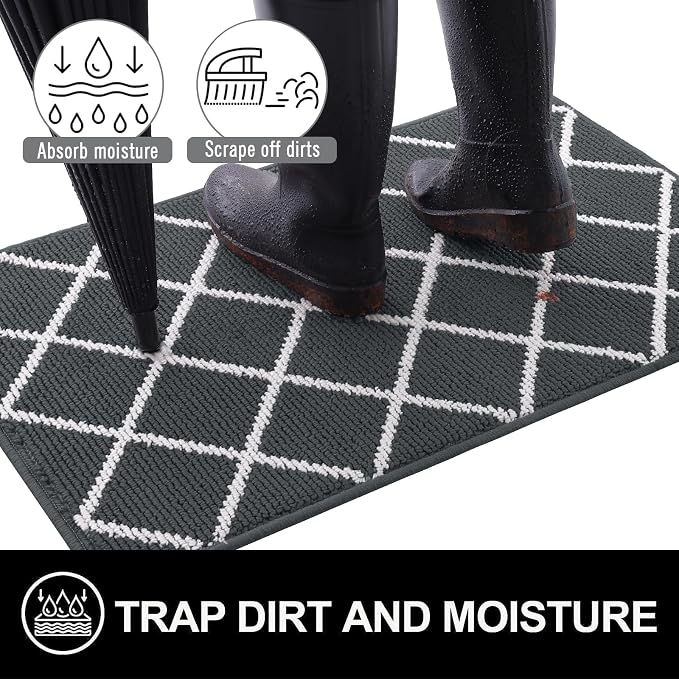 Finchitty Indoor Door Mat, Dirt Resistant and Absorbent, Low-Profile, Washable