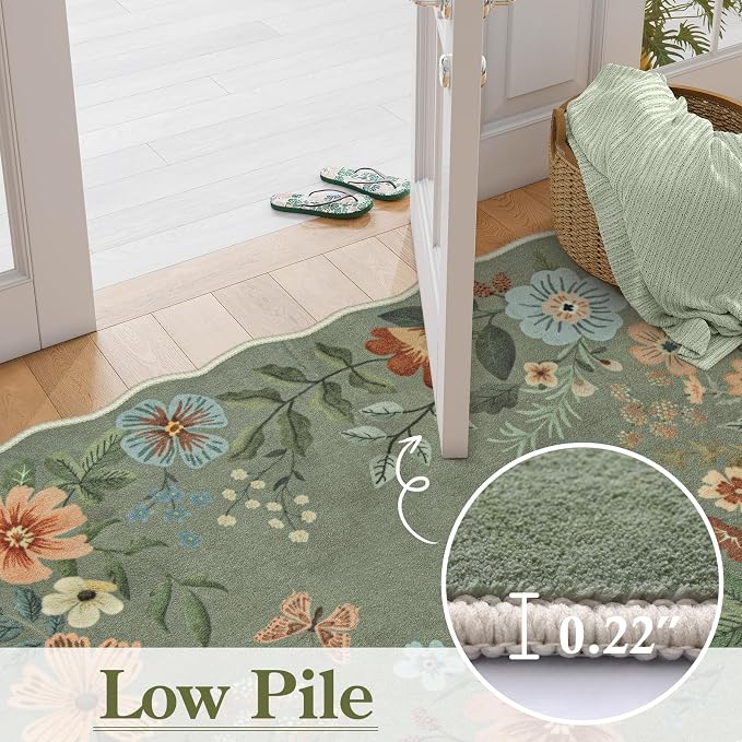 Lahome Floral Runners for Hallways, 2X6 Kitchen Runner Rug Ultra-Thin Soft