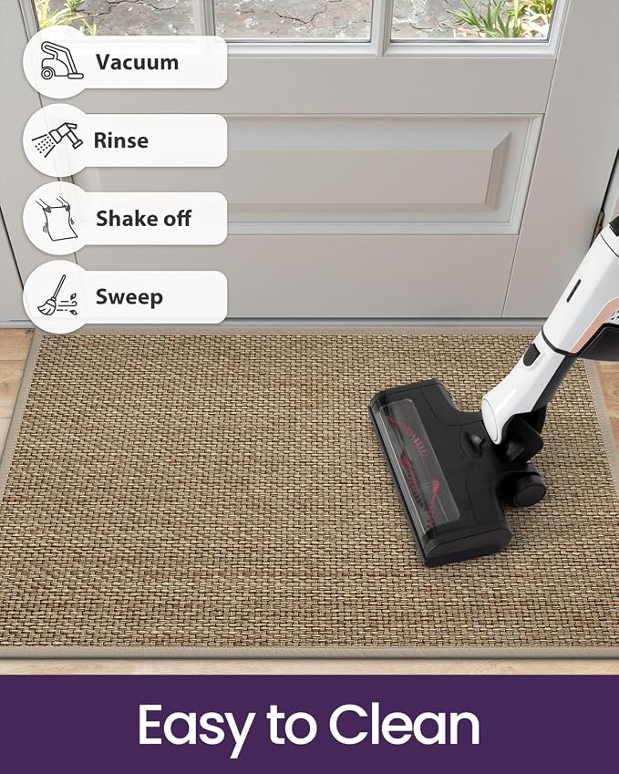 DEXI Ultra Thin Entryway Indoor Door Mat 36x56, Non Slip Rubber Backing Inside