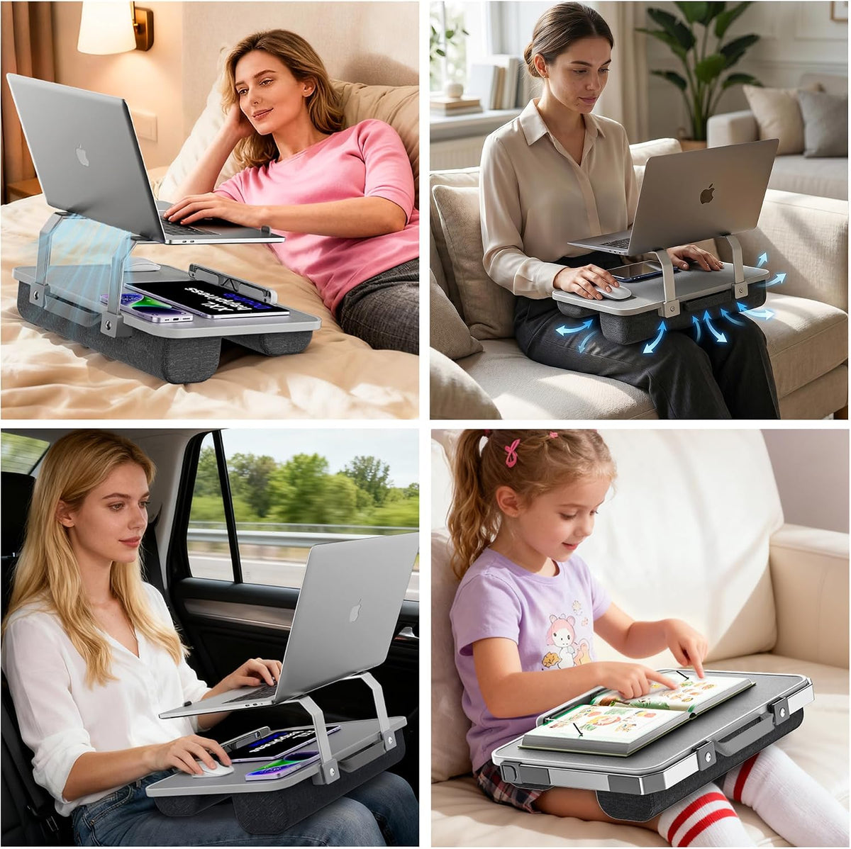 Laptop Lap Desk with Cushion, Laptop Stand for Bed with Pillow