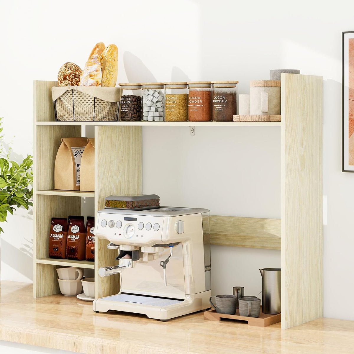 FTZxHKLX Desktop Bookshelf, 37.4" Wood Desk Hutch for Computer Desk