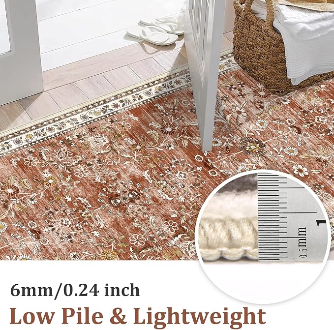 Yamaziot Washable Runner Rug 2x8 – Non Slip Boho Floral Hallway Runner Rug