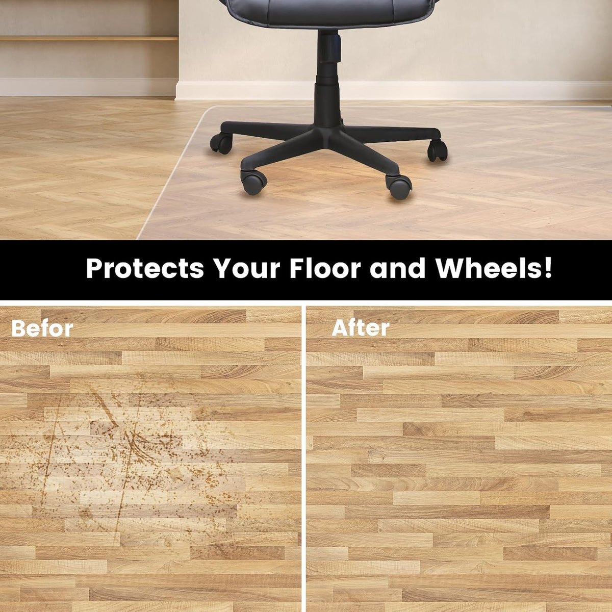 PHOUZIN Office Chair Mat for Hardwood Floor, 36" x 48" Desk Chair Mat