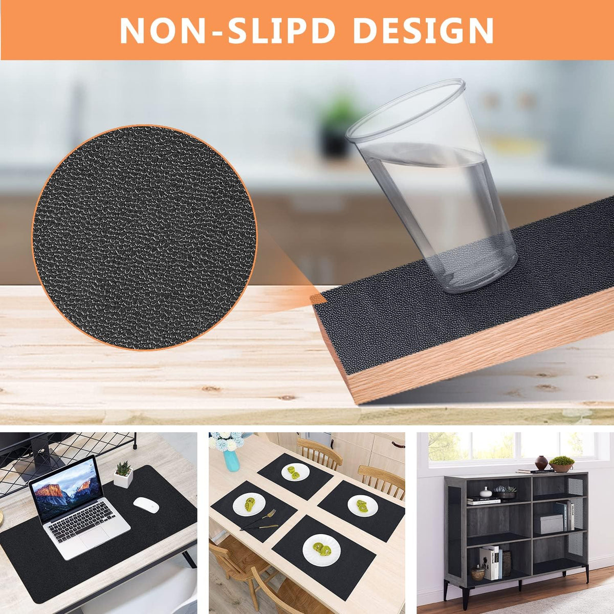 WochiTV Shelf Liner for Cabinets, Drawer Non Adhesive Non Slip Foam Mat for Kitchen, Pantry, Bathroom, Cupboard, Garage, Closet, Shelves, Drawer, Tool Box, Black 11.8 x 354 inches