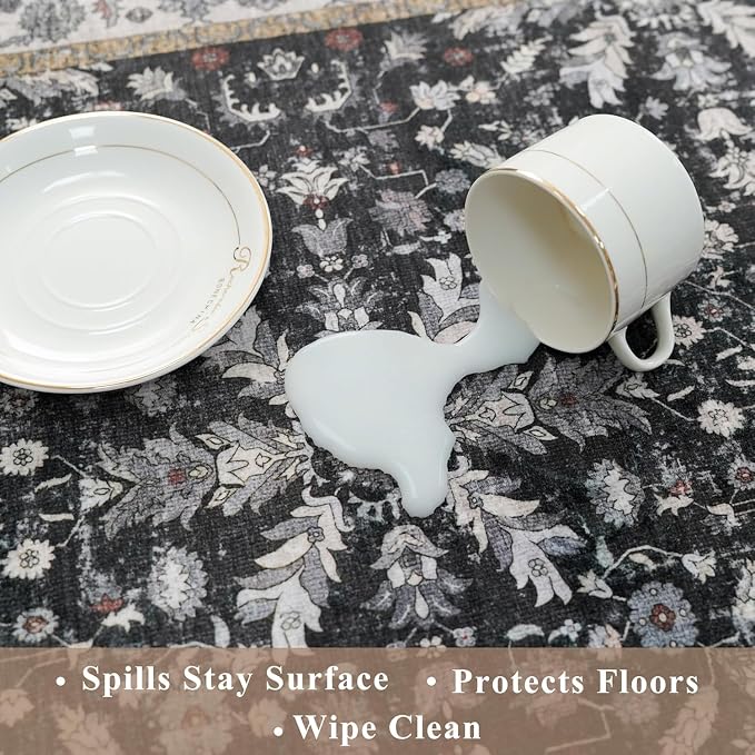 Kitchen Rug Sets 4-Piece with Runner – Washable Non-Slip Floor Mats