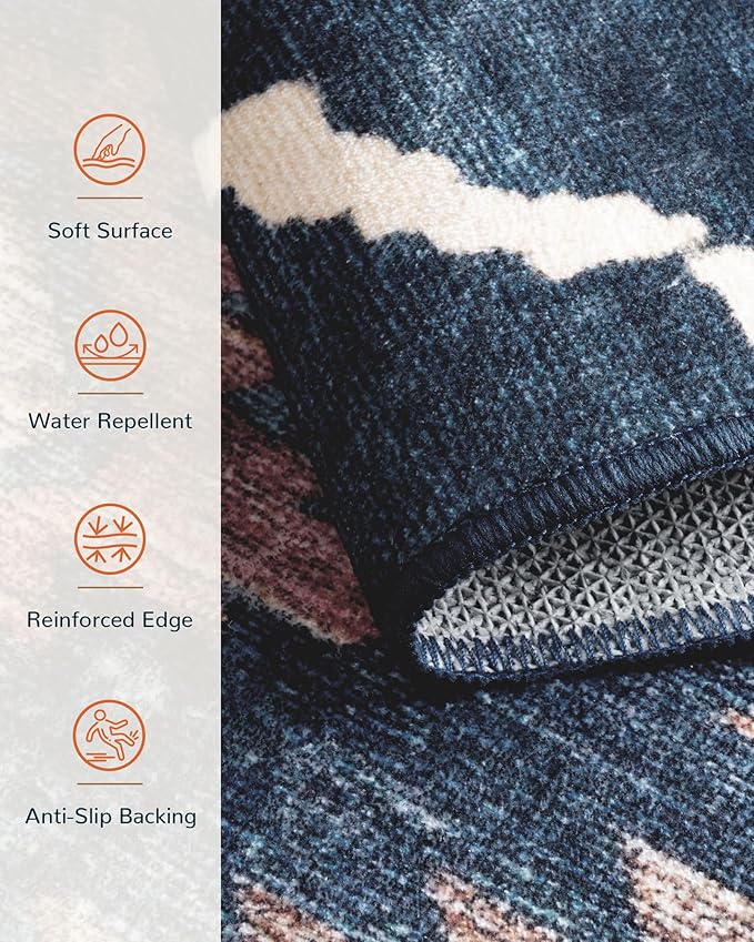 BESTSWEETIE Area Rug 3x5 Rug Machine Washable Non-Slip Low Pile Print Pattern