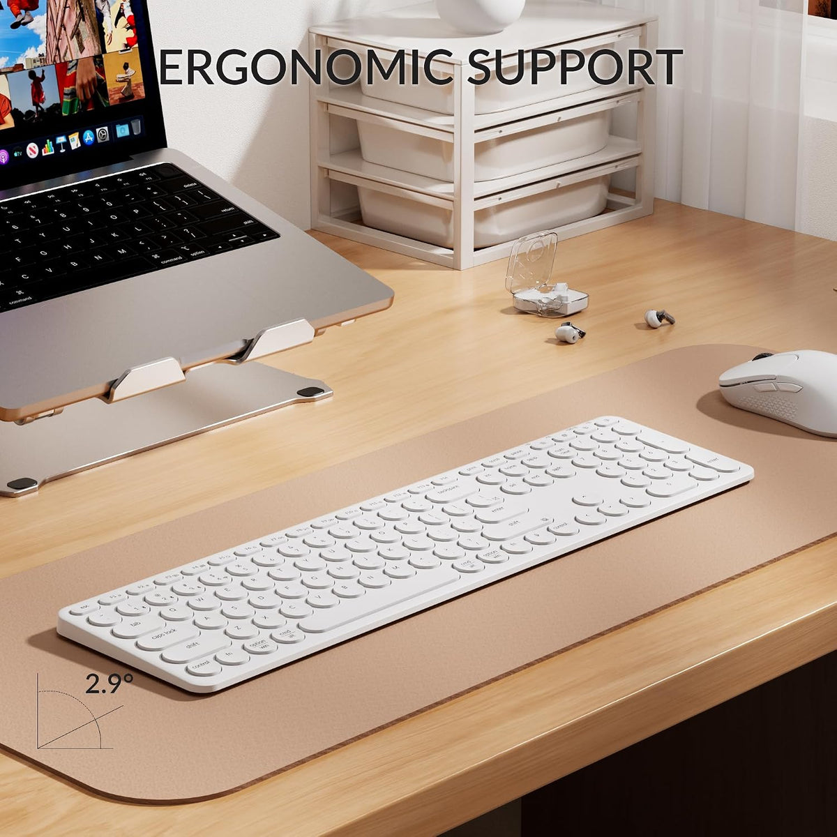 Keychron B5 Pro Ultra-Slim Full-Size Wireless Keyboard, 112-Key Layout with Number Pad, 2.4 GHz Bluetooth 5.2 USB-C, 1000 Hz Polling, Launcher, 300 Hours Working Time, Mac Windows Linux - Ivory White