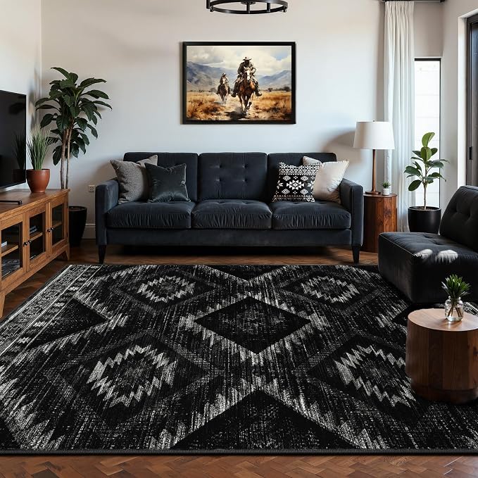 BESTSWEETIE Area Rug 7x9 Rug Machine Washable Non-Slip Low Pile Print Pattern