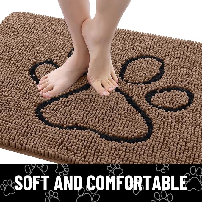 Smiry Dog Door Mat for Muddy Paws, Absorbent Dirt Trapper Non Slip Quick Dry